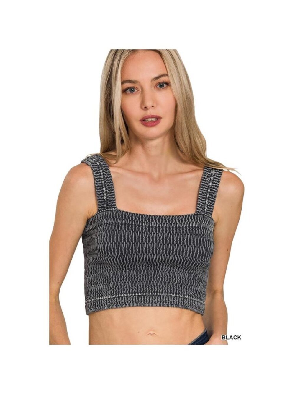 Zenana Seamless Winkle Stone Washed Bra Top